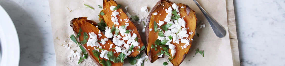 Baked sweet potatoes with tvorog