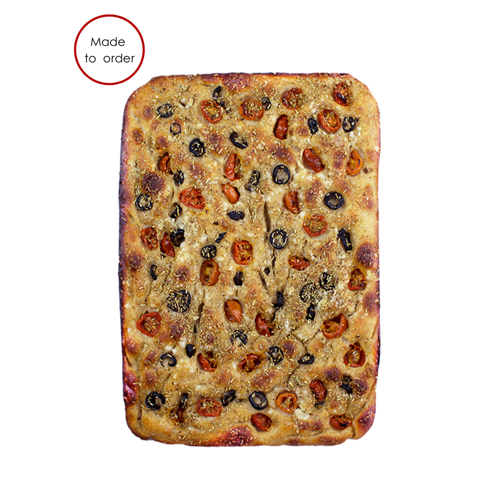 Focaccia Tomato & Black Olives, sourdough, 600 g