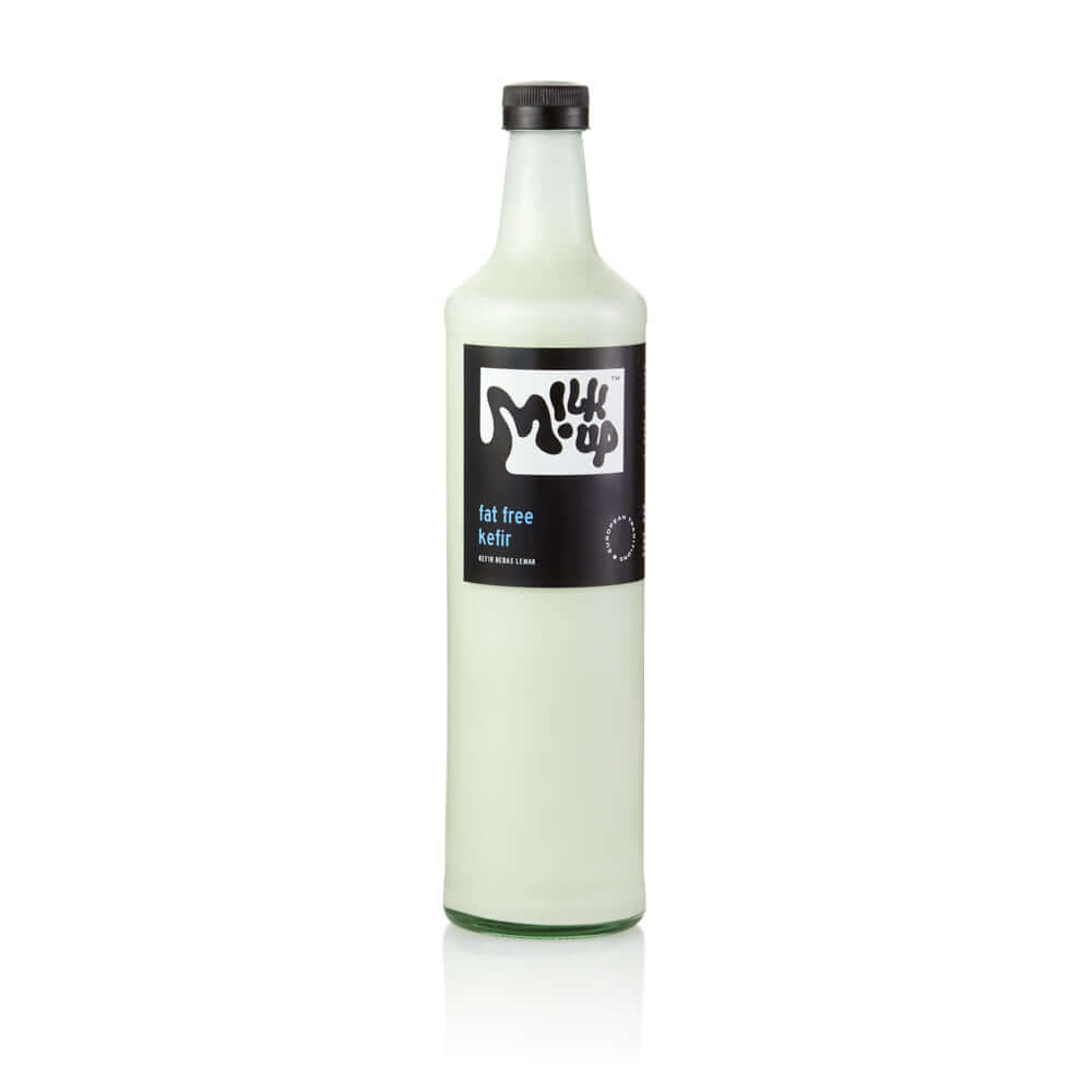 Non-fat Kefir 0%, 650ml, glass in Bali. Milkup dairy products