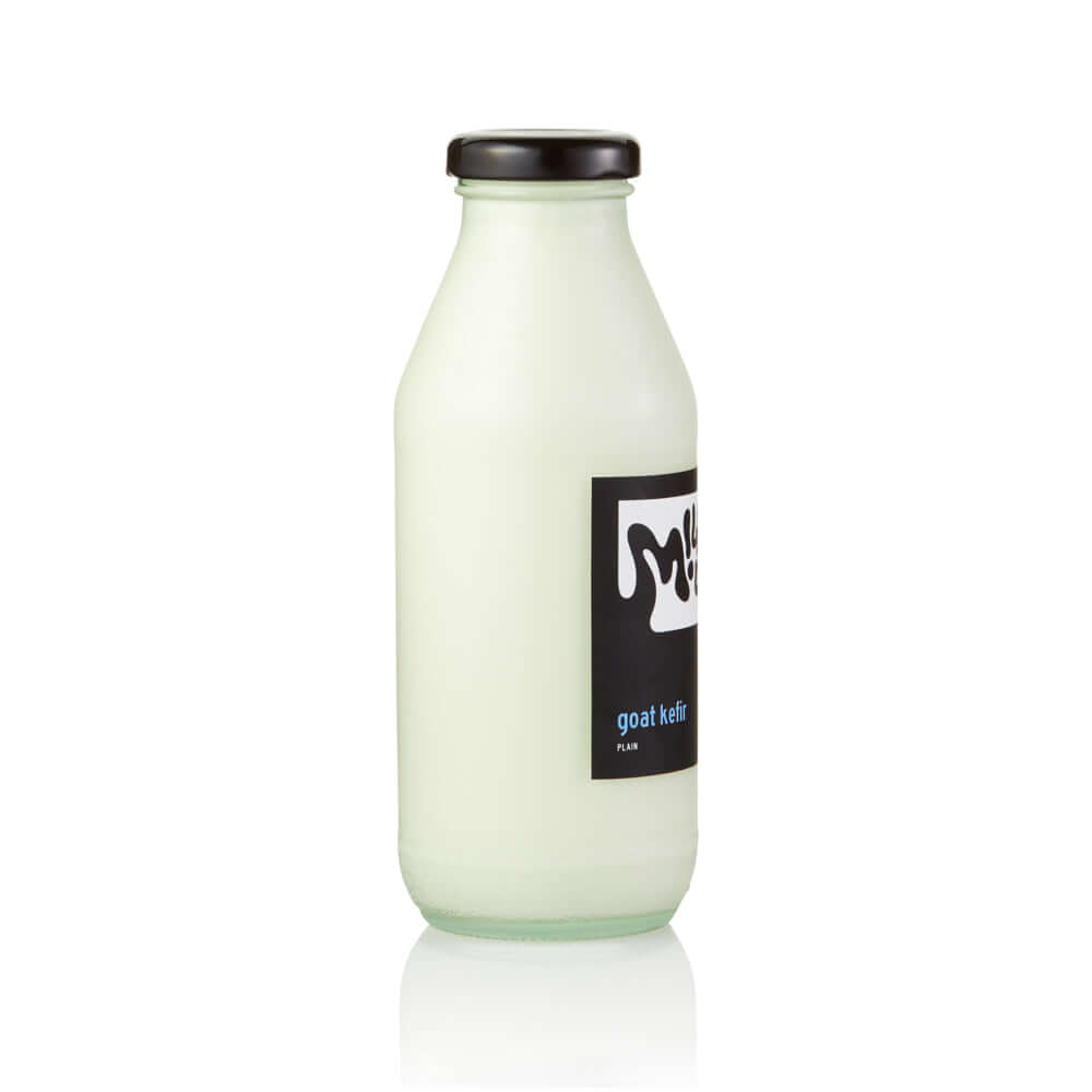 Goat Kefir 3,2% 350ml, glass in Bali. Milkup dairy products