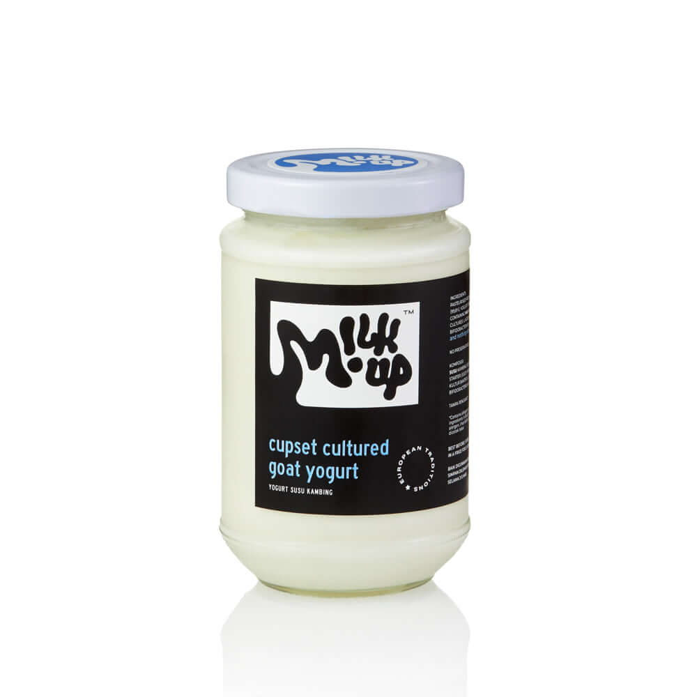 Goat Yogurt glass, 330ml, glass in Bali. Milkup dairy products