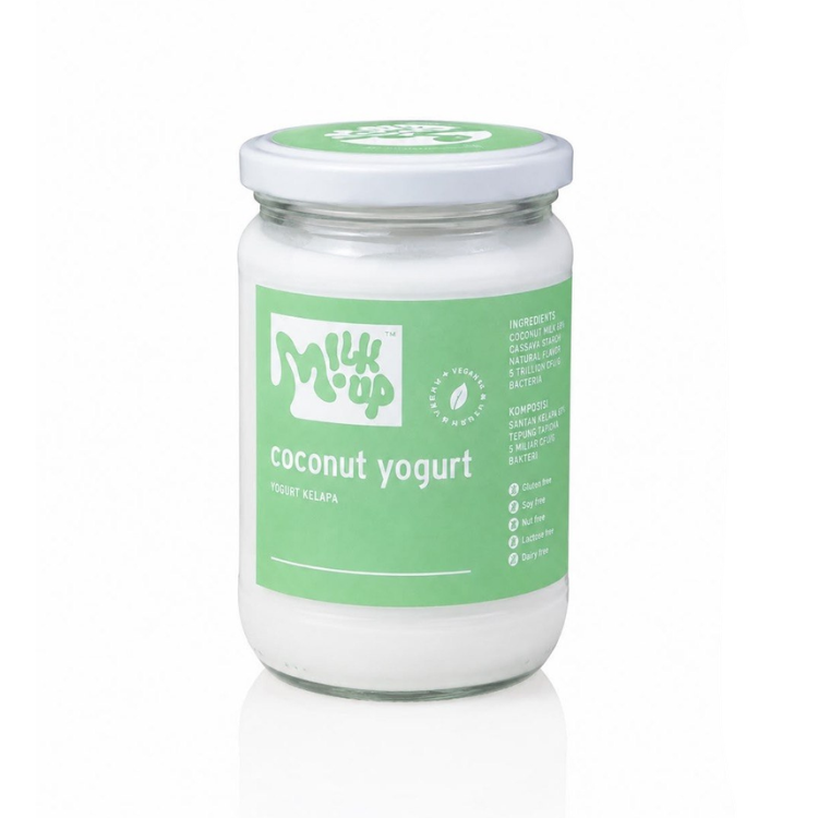 Yogurt Kelapa, probiotik kultur dalam cup, bebas gula, nabati, 500ml, kaca