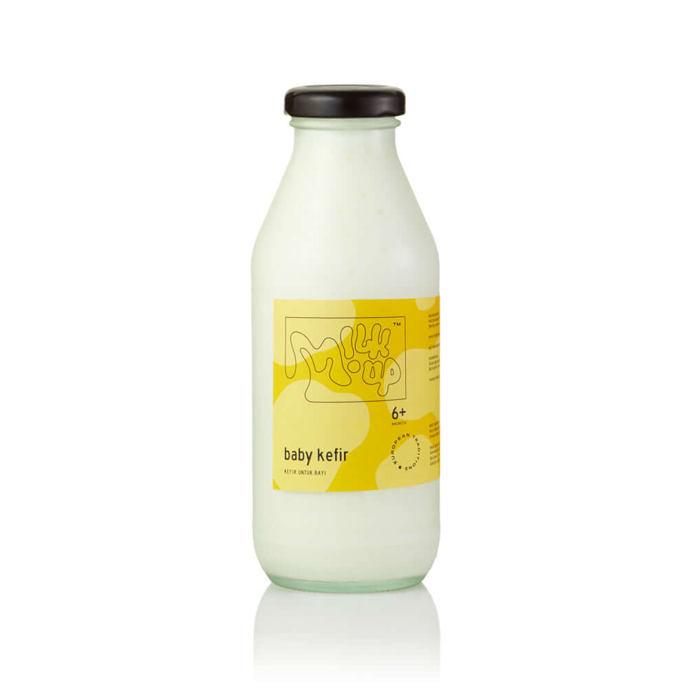 Baby Kefir, 350ml, glass in Bali. Milkup dairy products