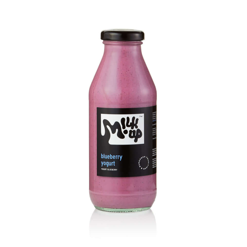 Blueberry Drinkable Yogurt 2,5% 350ml, glass in Bali. Milkup dairy products
