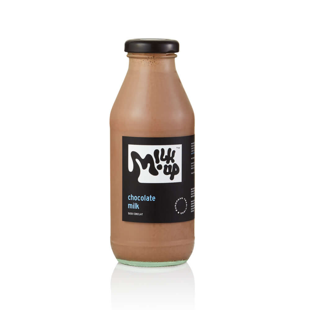 Chocolate Milk 350ml, glass in Bali. Milkup dairy products