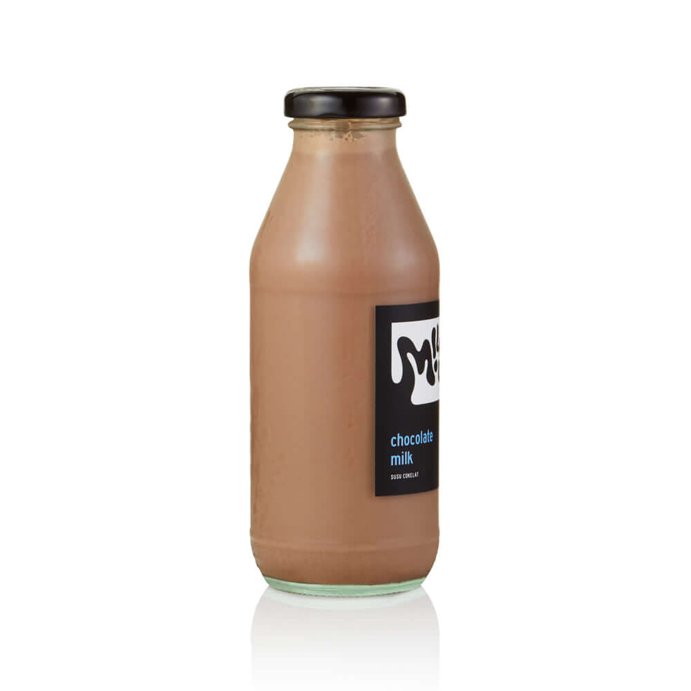 Chocolate Milk 350ml, glass in Bali. Milkup dairy products