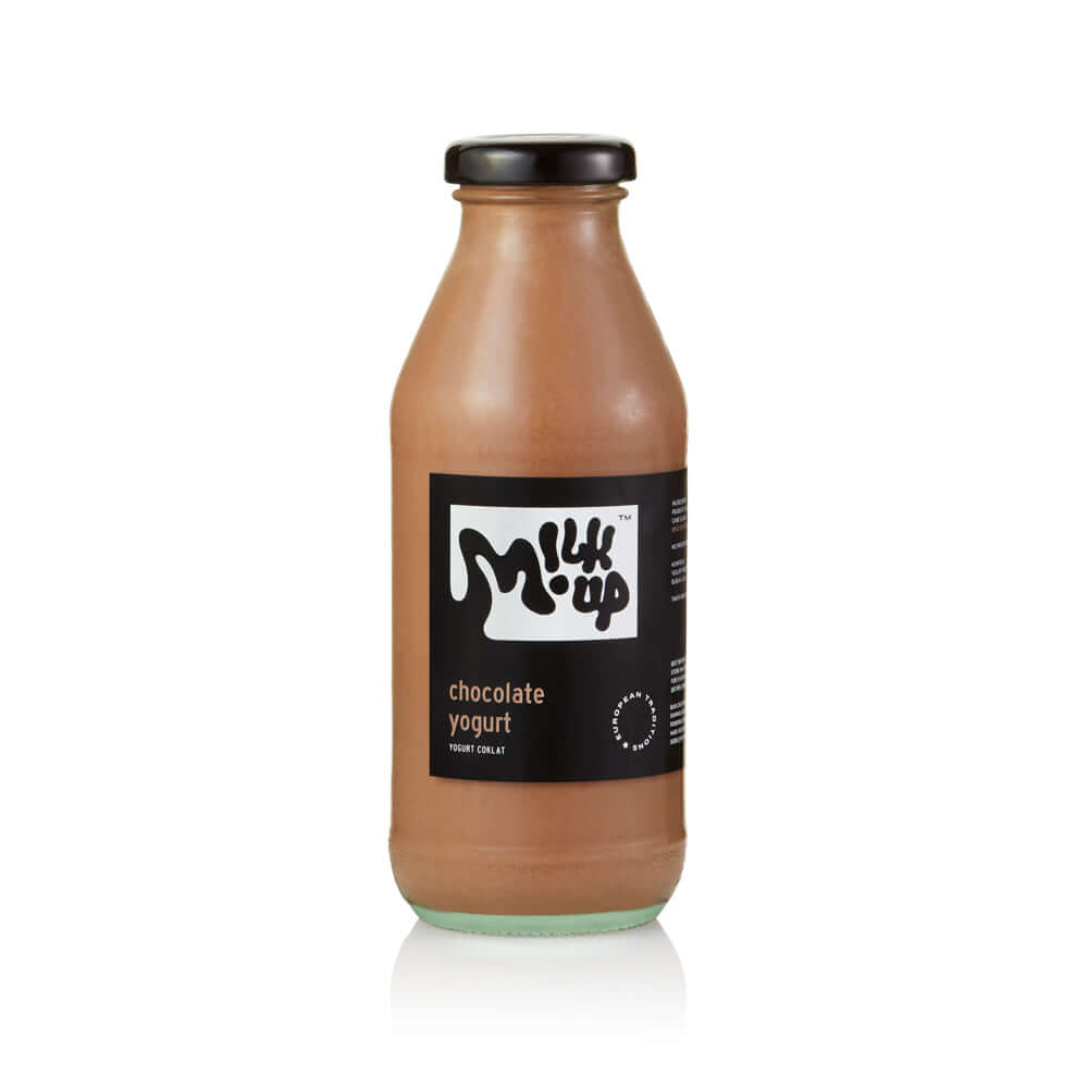 Chocolate Drinkable Yogurt 3,2% 350ml, glass in Bali. Milkup dairy products