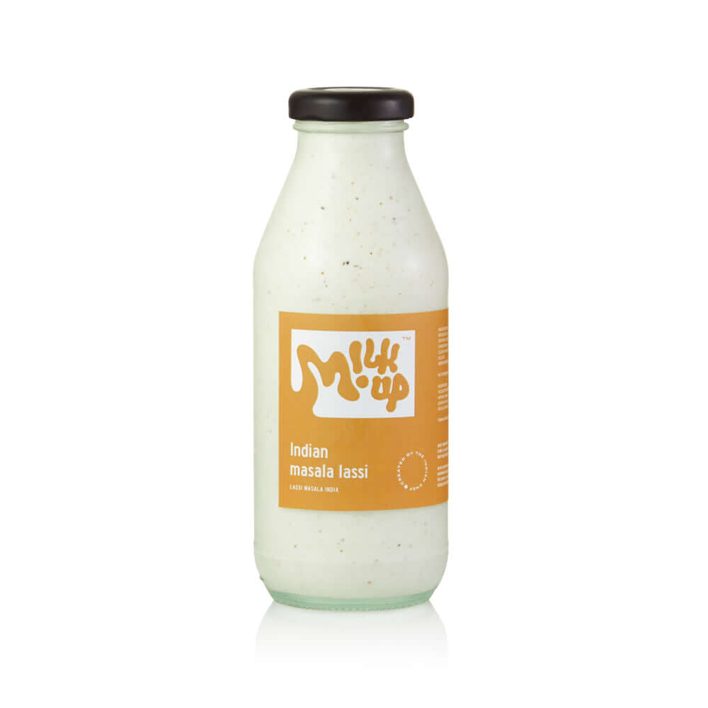 Indian Masala Lassi 350ml, glass in Bali. Milkup dairy products