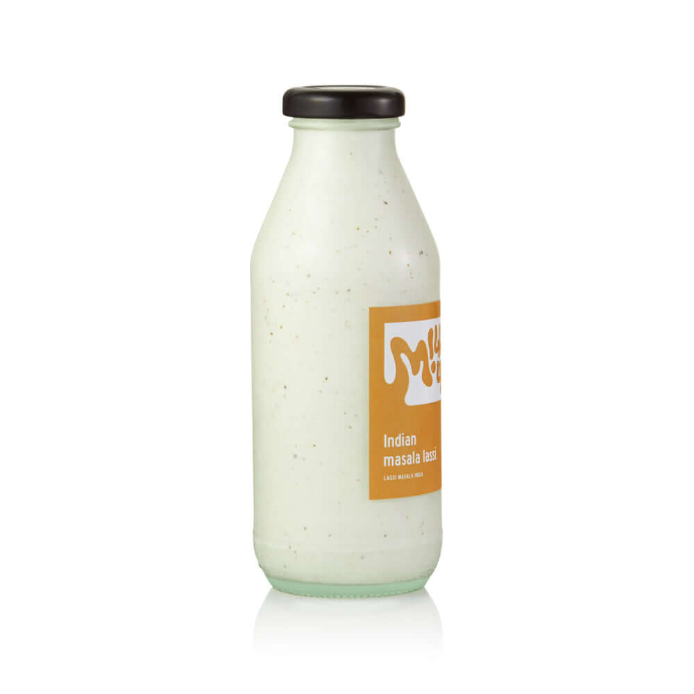 Indian Masala Lassi 350ml, glass in Bali. Milkup dairy products