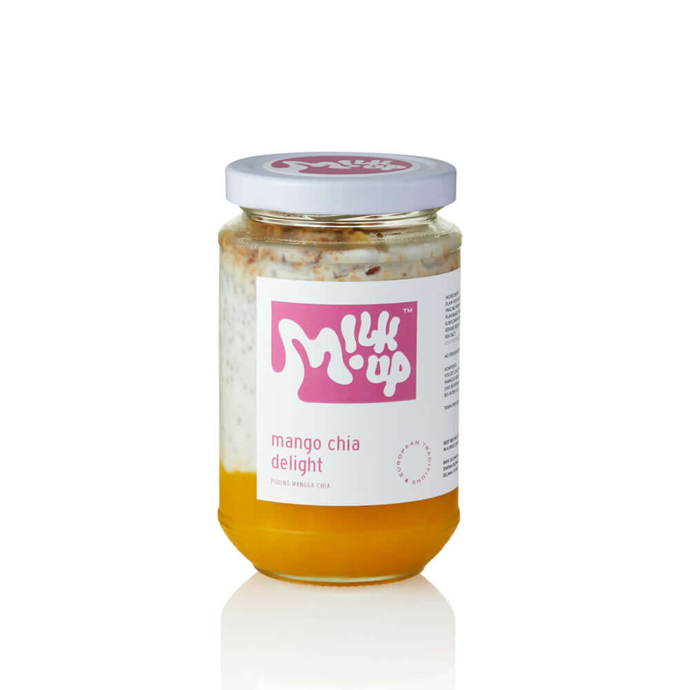 Mango Chia Delight, 300ml, glass in Bali. Milkup dairy products
