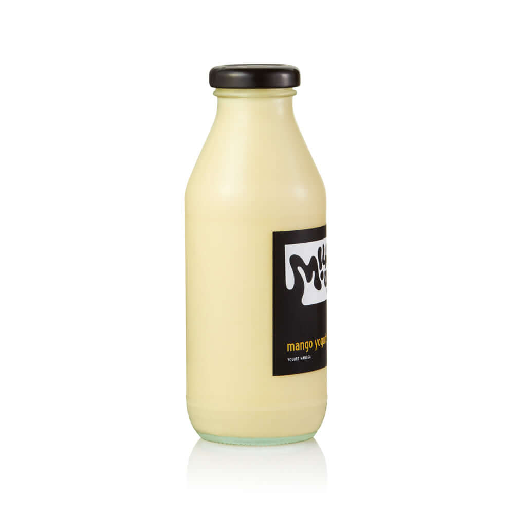 Mango Drinkable Yogurt 2,5% 350ml, glass in Bali. Milkup dairy products