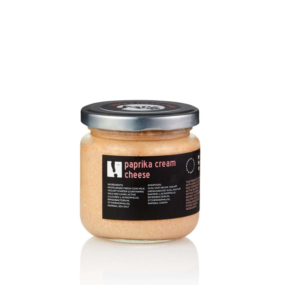 Paprika Cream Cheese, 230g, glass in Bali. Milkup dairy products