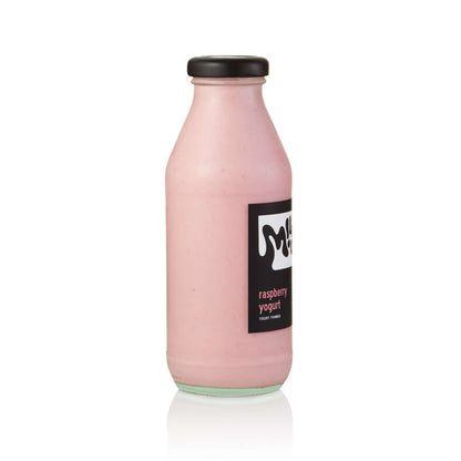 Raspberry Drinkable Yogurt 2,5% 350ml, glass in Bali. Milkup dairy products