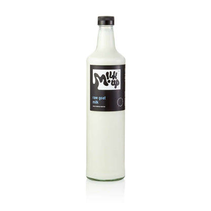 Raw Goat Milk, 650ml, glass in Bali. Milkup dairy products