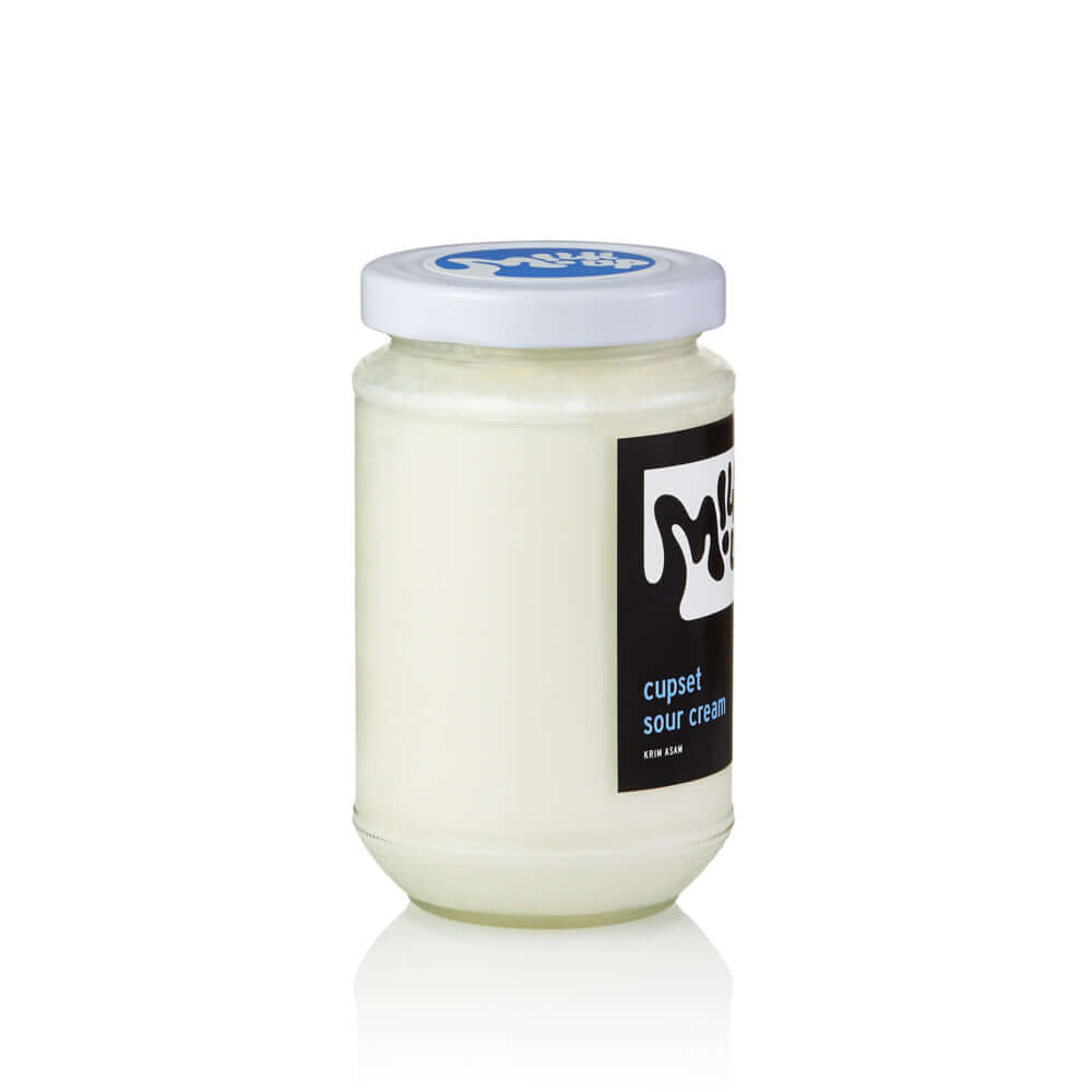 Sour Cream 25%, 330ml, glass in Bali. Milkup dairy products